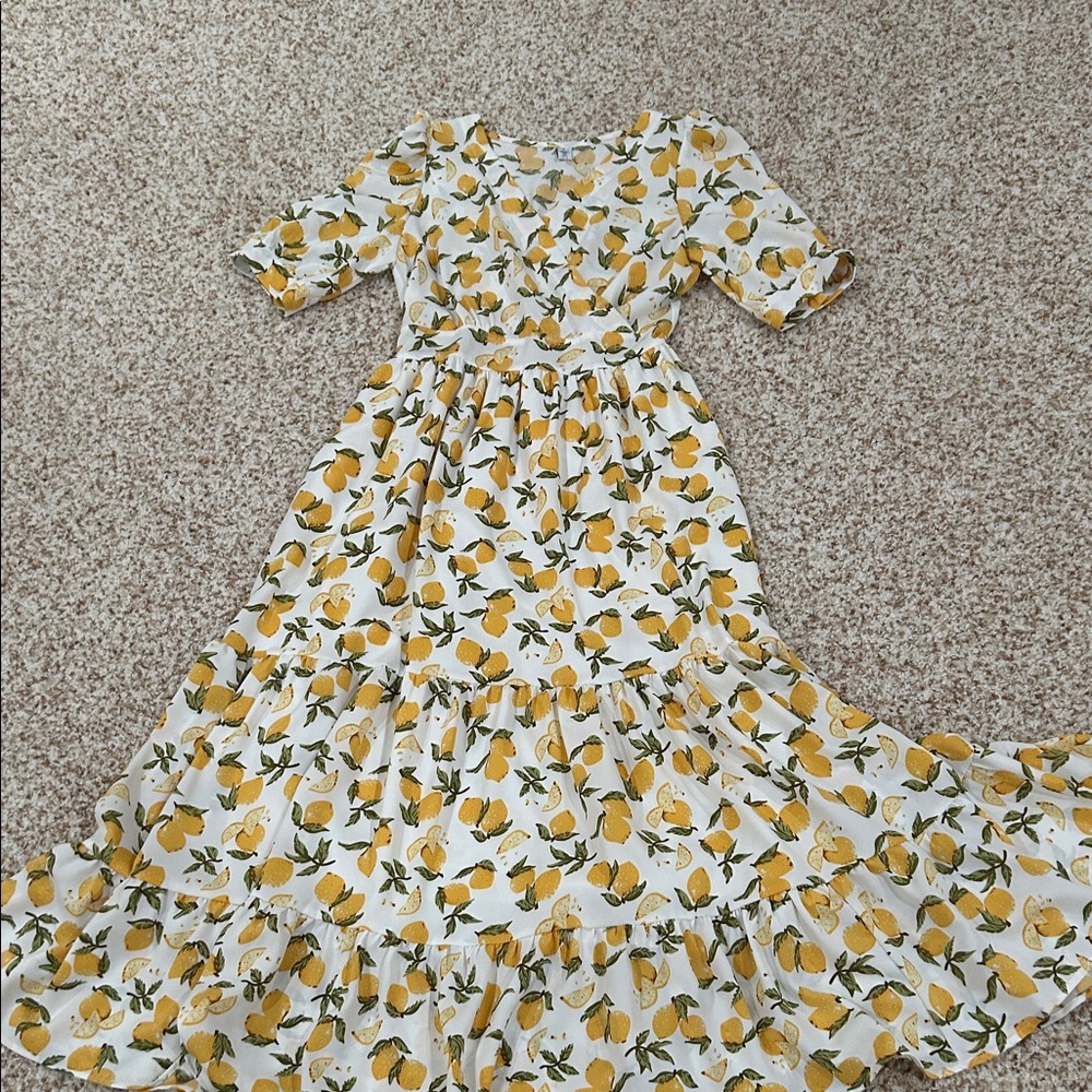 Chicwish Lemon Pattern Wrap Dress